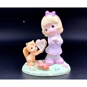 Precious Moments Girl & Squirrel LOVE Figurine Woodland Valentine Gift